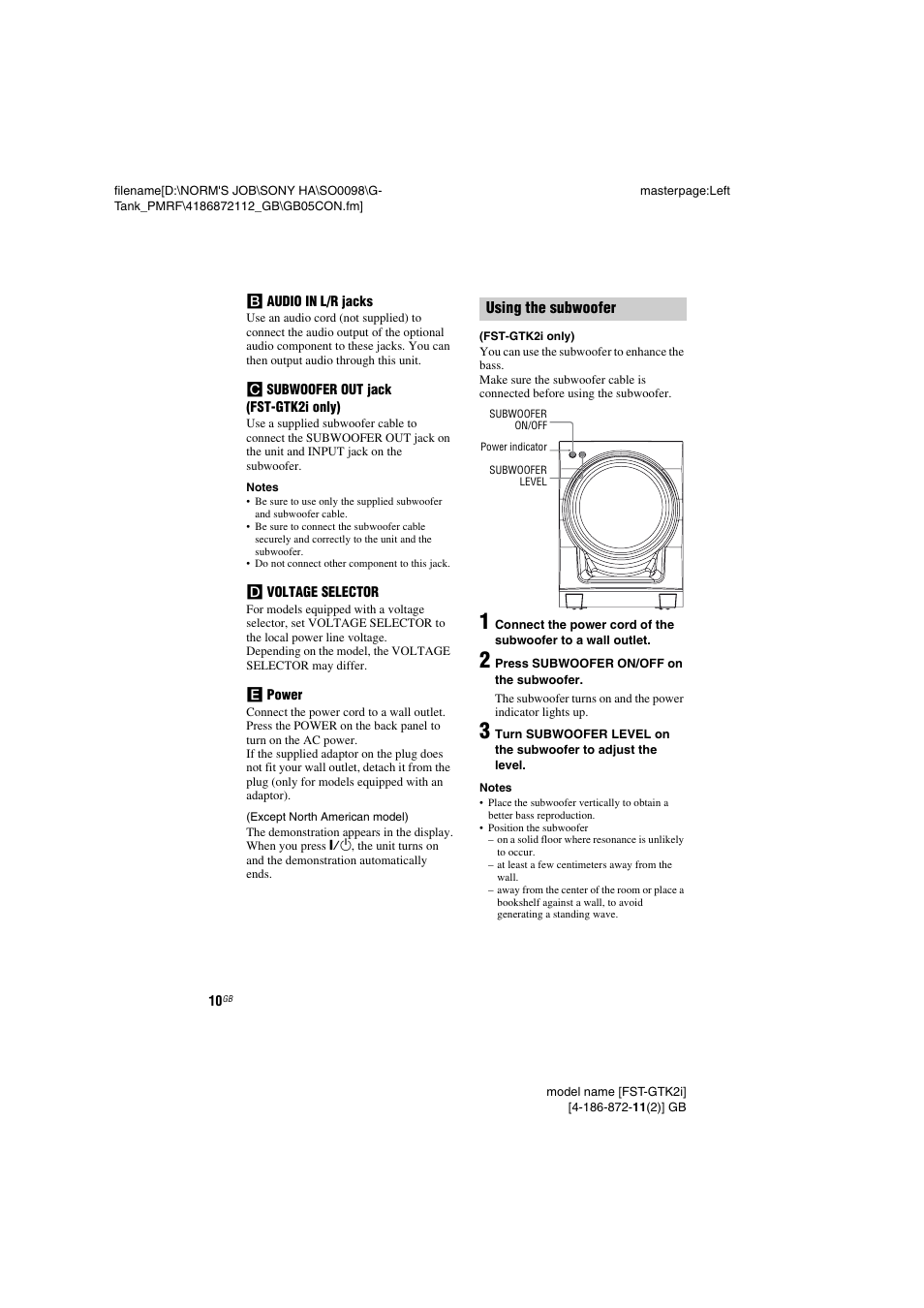 Sony FST-GTK1I User Manual | Page 10 / 28