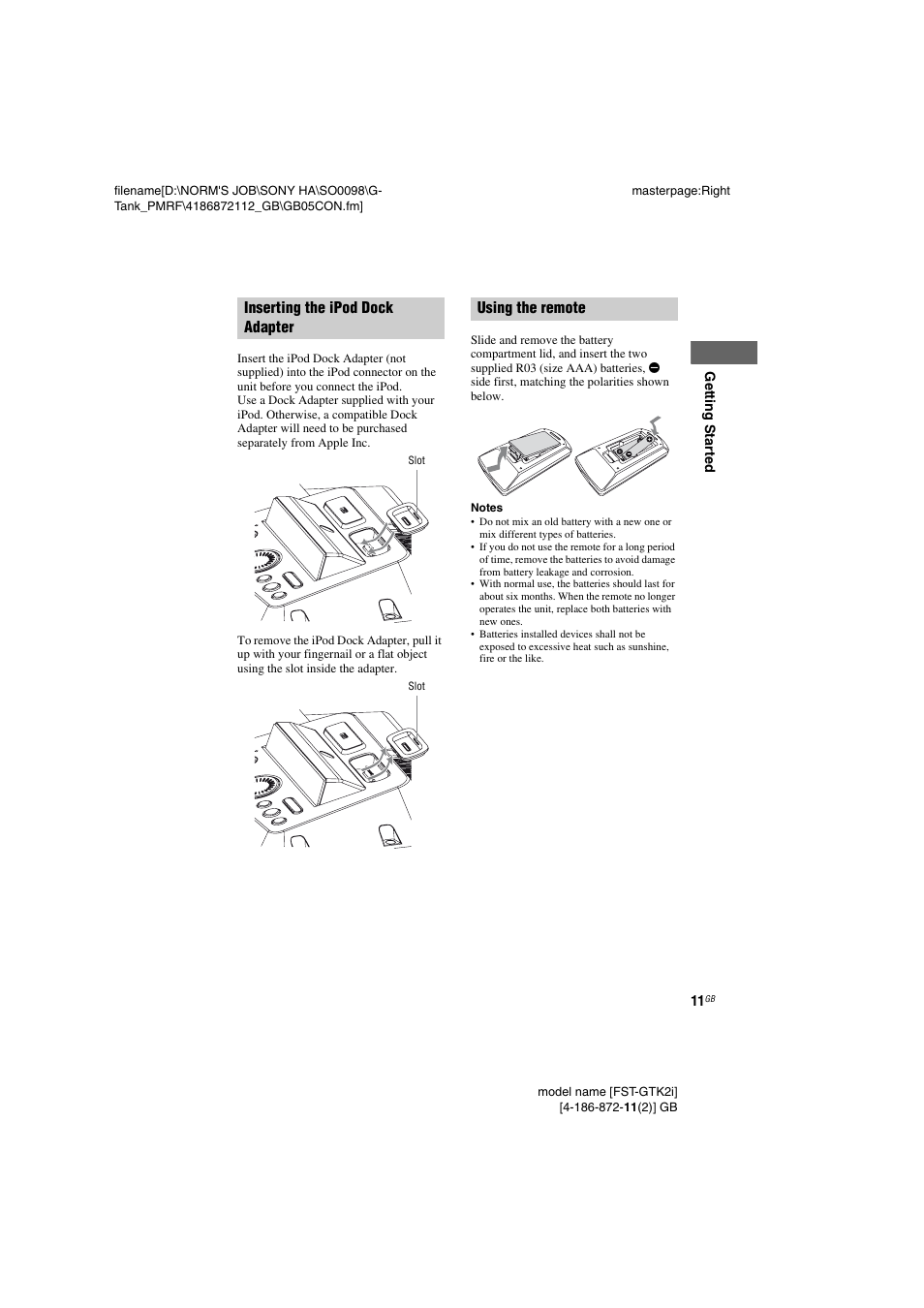 Sony FST-GTK1I User Manual | Page 11 / 28