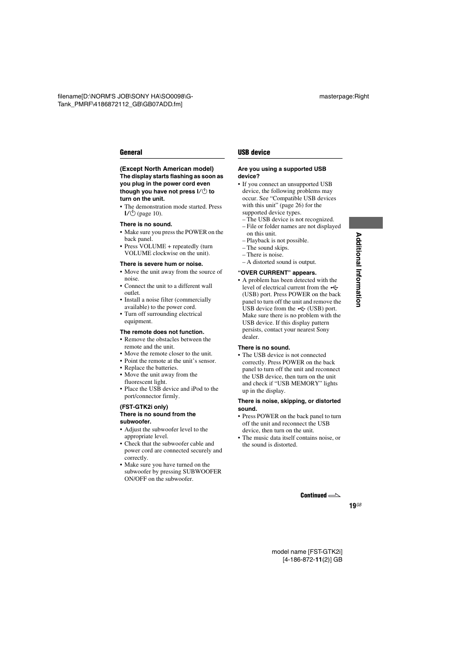 Sony FST-GTK1I User Manual | Page 19 / 28