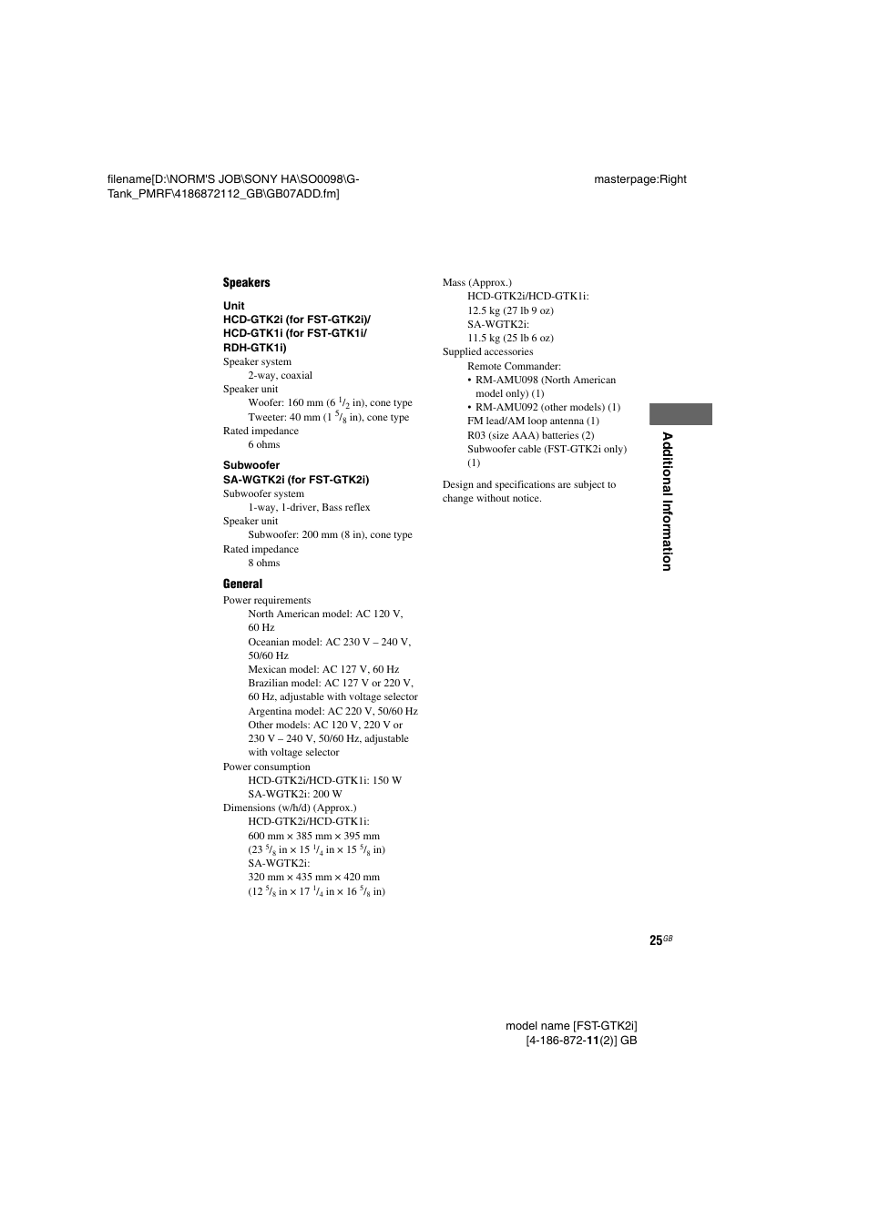 Sony FST-GTK1I User Manual | Page 25 / 28