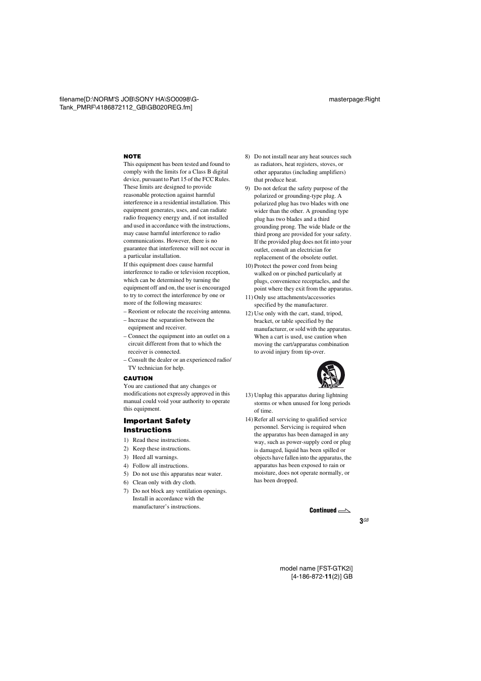 Sony FST-GTK1I User Manual | Page 3 / 28