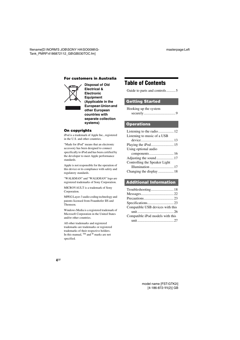 Sony FST-GTK1I User Manual | Page 4 / 28