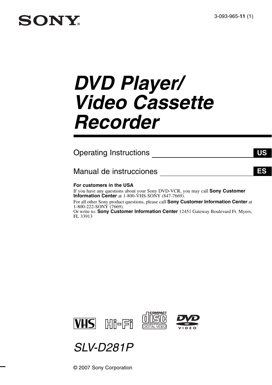 Sony SLV-D281P User Manual | 116 pages