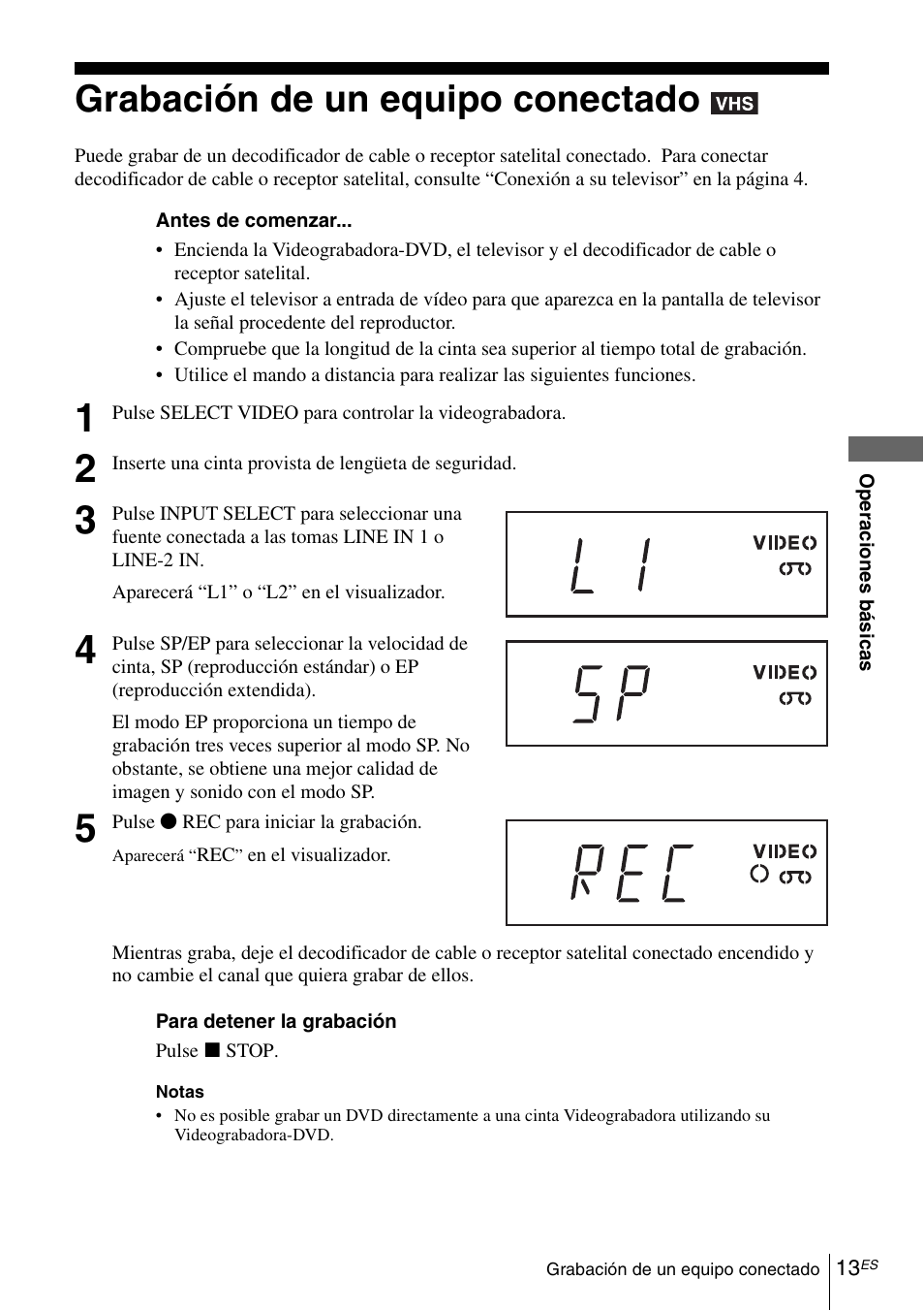 Grabación de un equipo conectado, 13 g | Sony SLV-D281P User Manual | Page 113 / 116