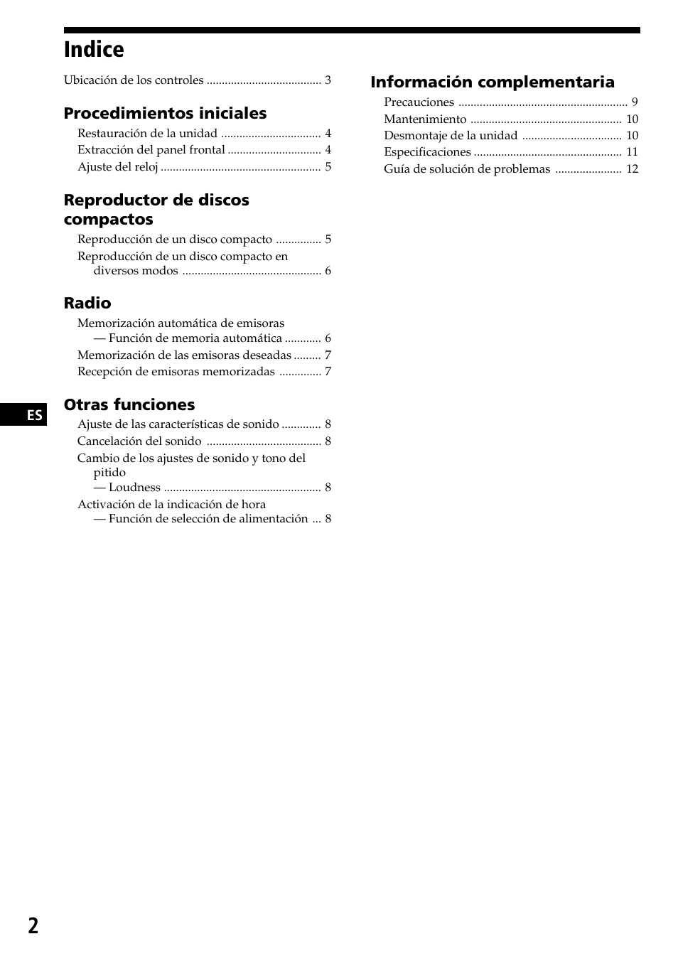 Indice | Sony CDX-3170 User Manual | Page 14 / 28