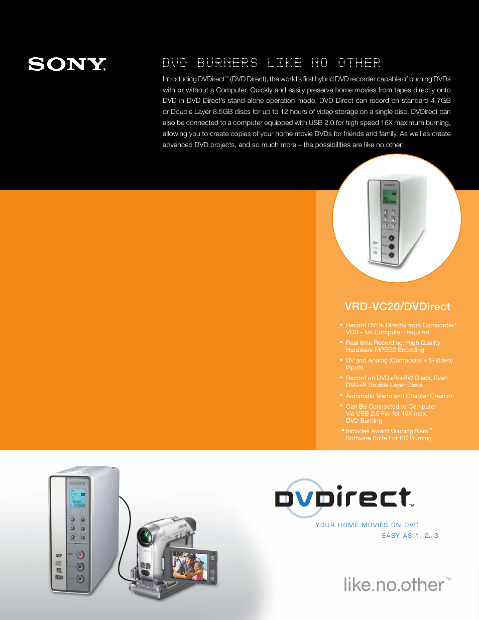 Sony DVDIRECT VRD-VC20 User Manual | 2 pages