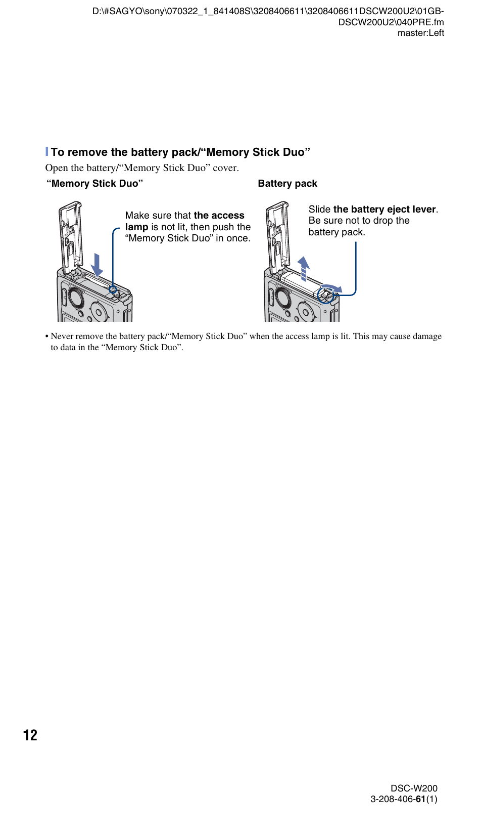 Sony DSC-W200 User Manual | Page 12 / 64