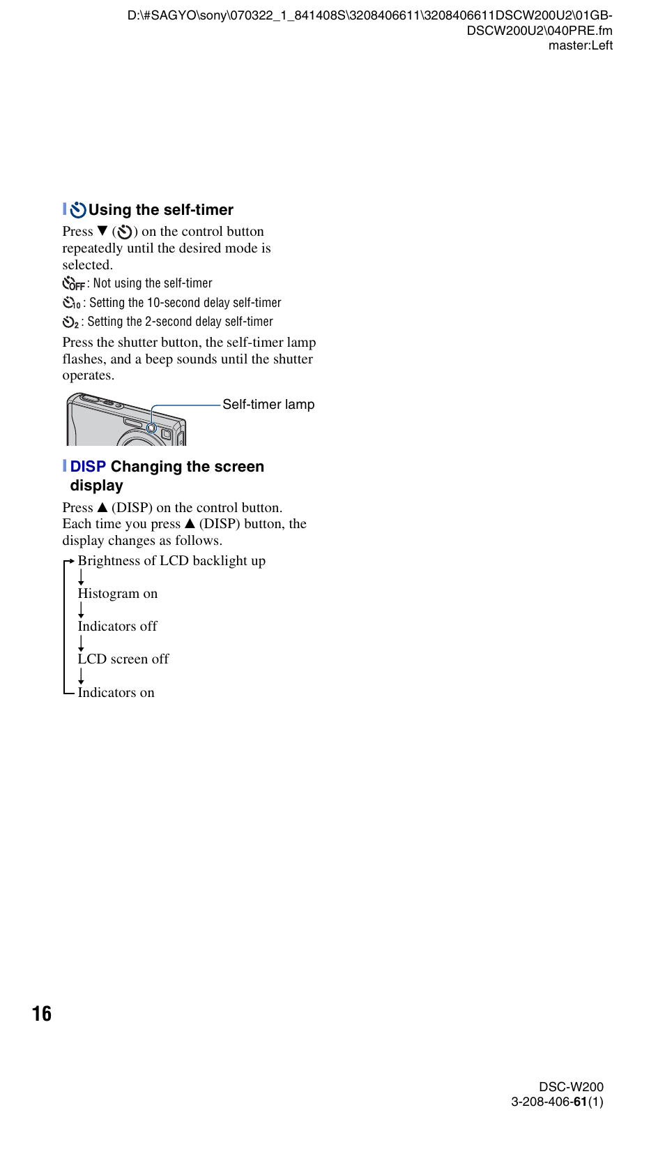 Sony DSC-W200 User Manual | Page 16 / 64