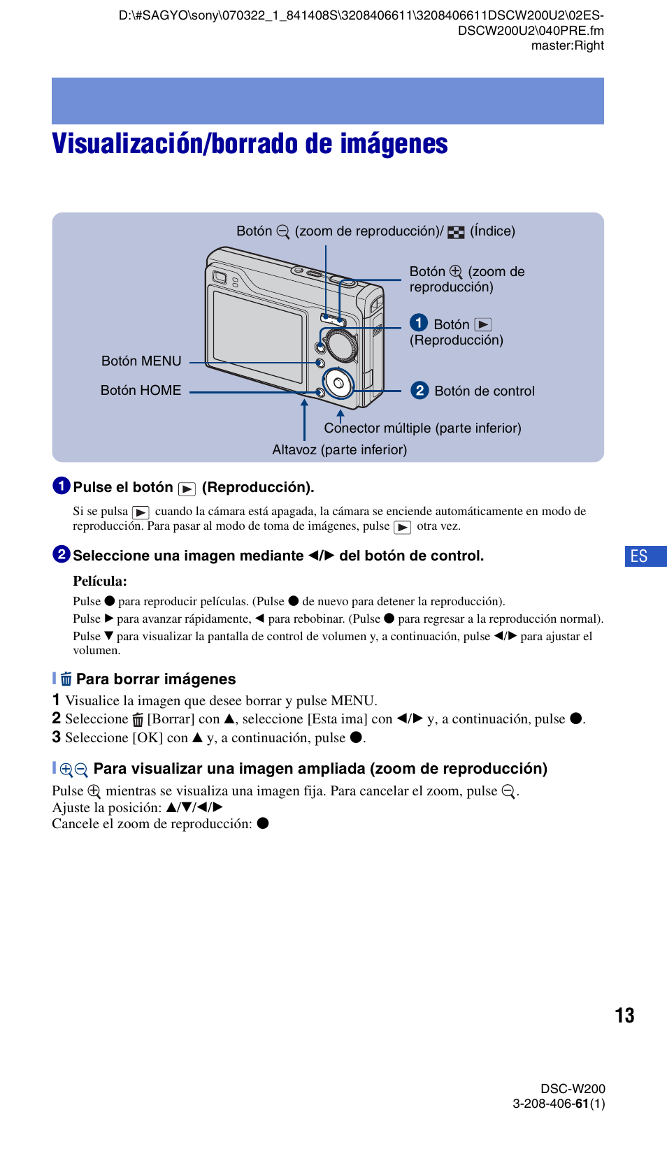 Visualización/borrado de imágenes | Sony DSC-W200 User Manual | Page 45 / 64