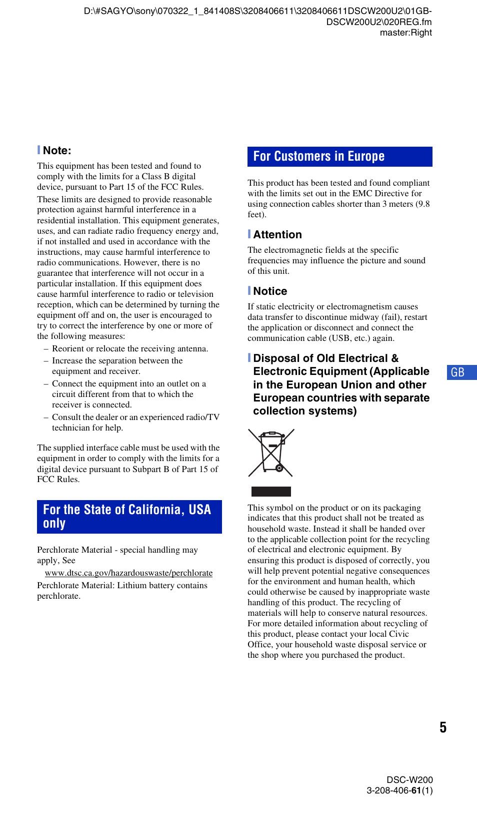 Sony DSC-W200 User Manual | Page 5 / 64