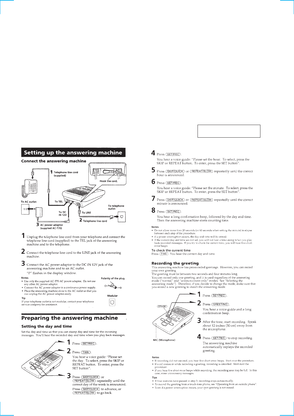 General | Sony TAM-100 User Manual | Page 2 / 12