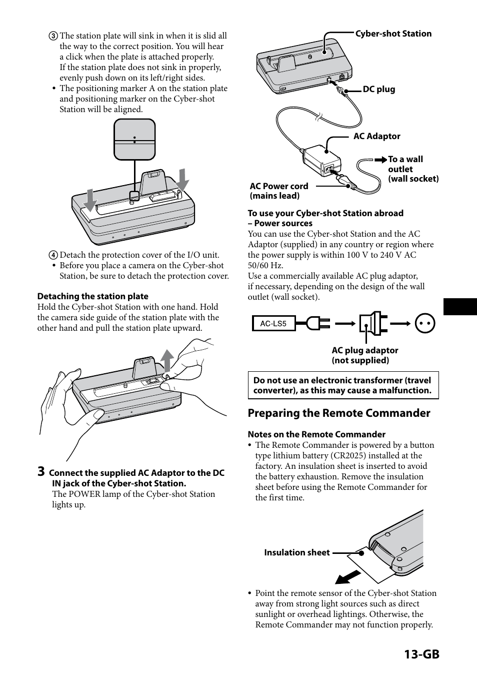 1-gb, Preparing the remote commander | Sony CSS-HD2 User Manual | Page 13 / 96