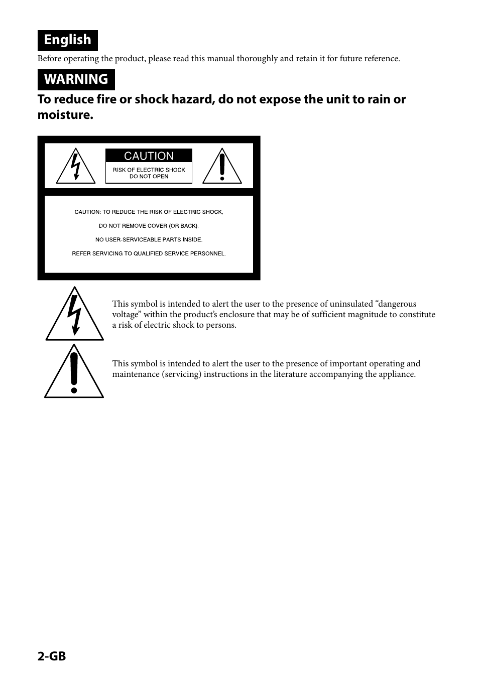 English, Warning | Sony CSS-HD2 User Manual | Page 2 / 96