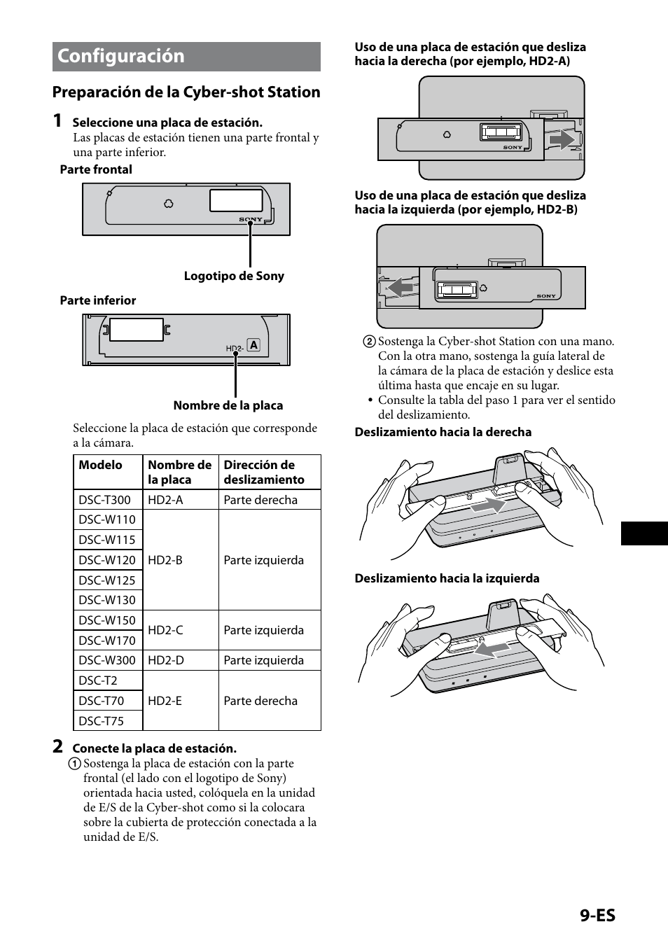 Configuración, Preparación de la cyber-shot station | Sony CSS-HD2 User Manual | Page 43 / 96