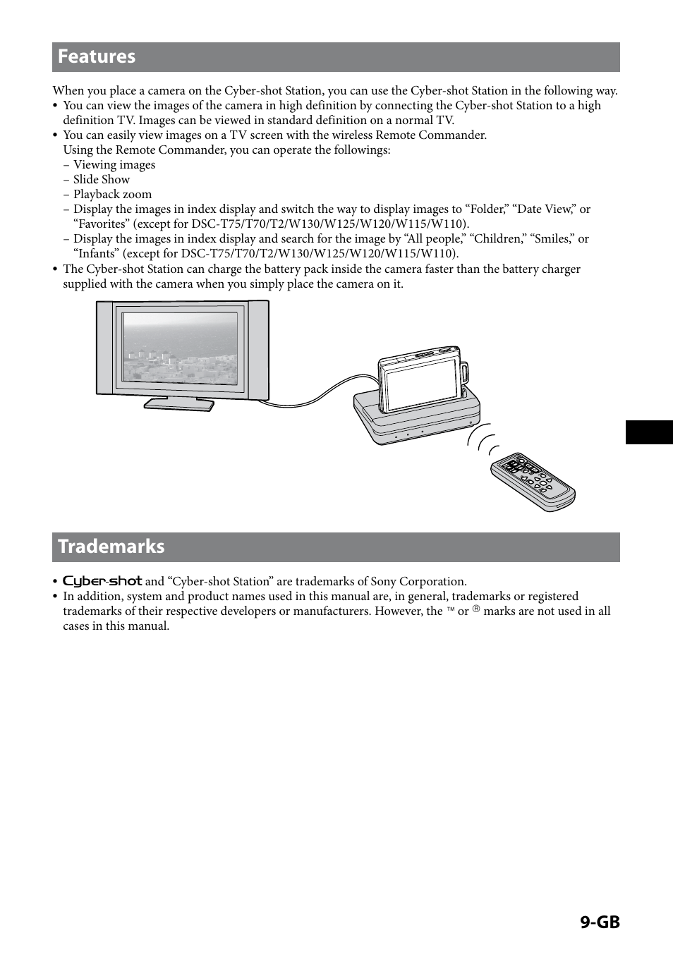 Features, Trademarks, Features trademarks | Sony CSS-HD2 User Manual | Page 9 / 96