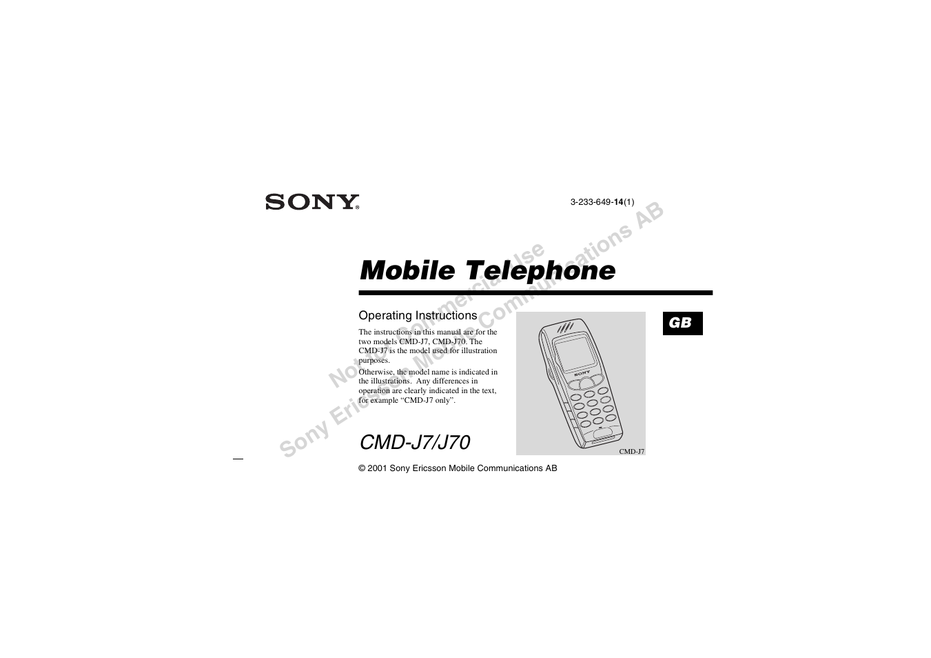 Sony CMD-J7 User Manual | 68 pages