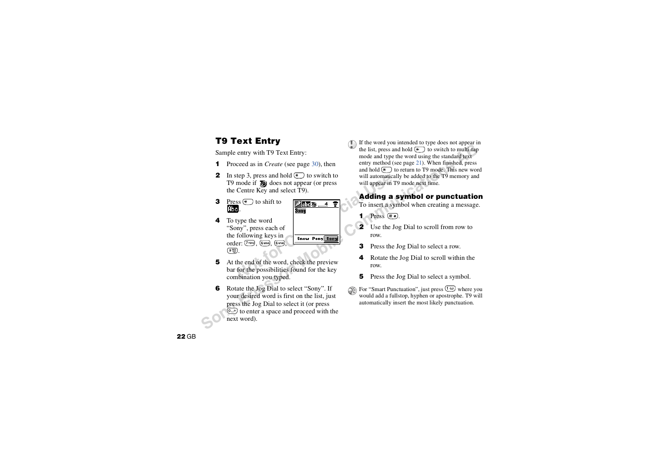 T9 text entry | Sony CMD-J7 User Manual | Page 22 / 68