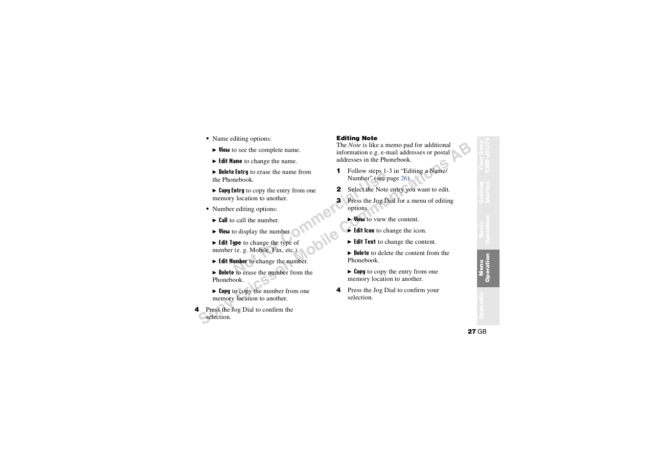 Sony CMD-J7 User Manual | Page 27 / 68