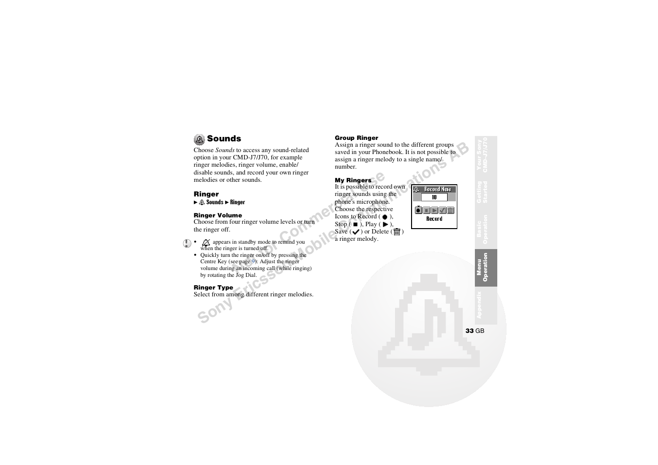 Sounds | Sony CMD-J7 User Manual | Page 33 / 68