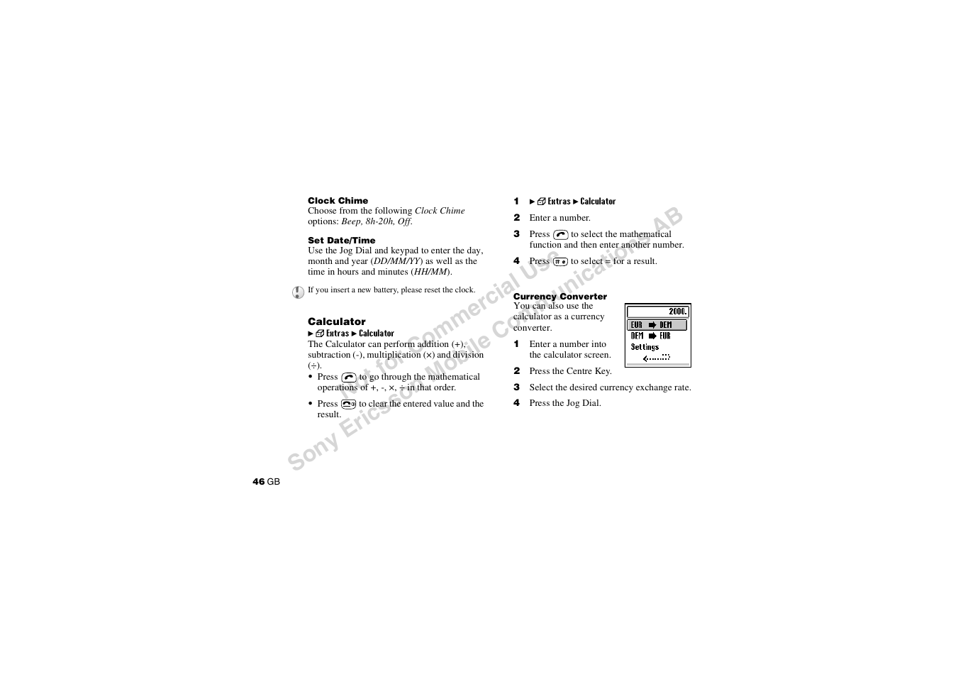 Calculator | Sony CMD-J7 User Manual | Page 46 / 68