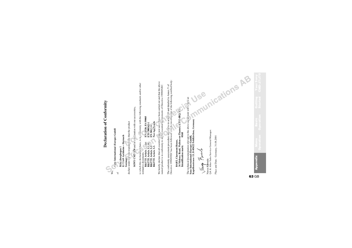 Sony CMD-J7 User Manual | Page 63 / 68