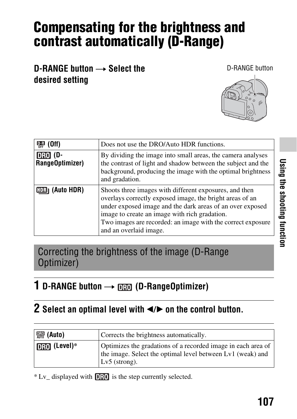 Optimizer), N (107), 107)/aut | Hdr (107) | Sony a (alpha) SLT-A55VL User Manual | Page 107 / 203