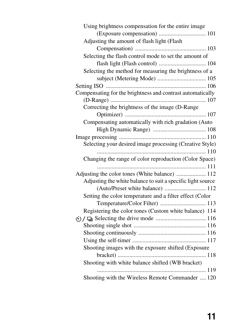 Sony a (alpha) SLT-A55VL User Manual | Page 11 / 203