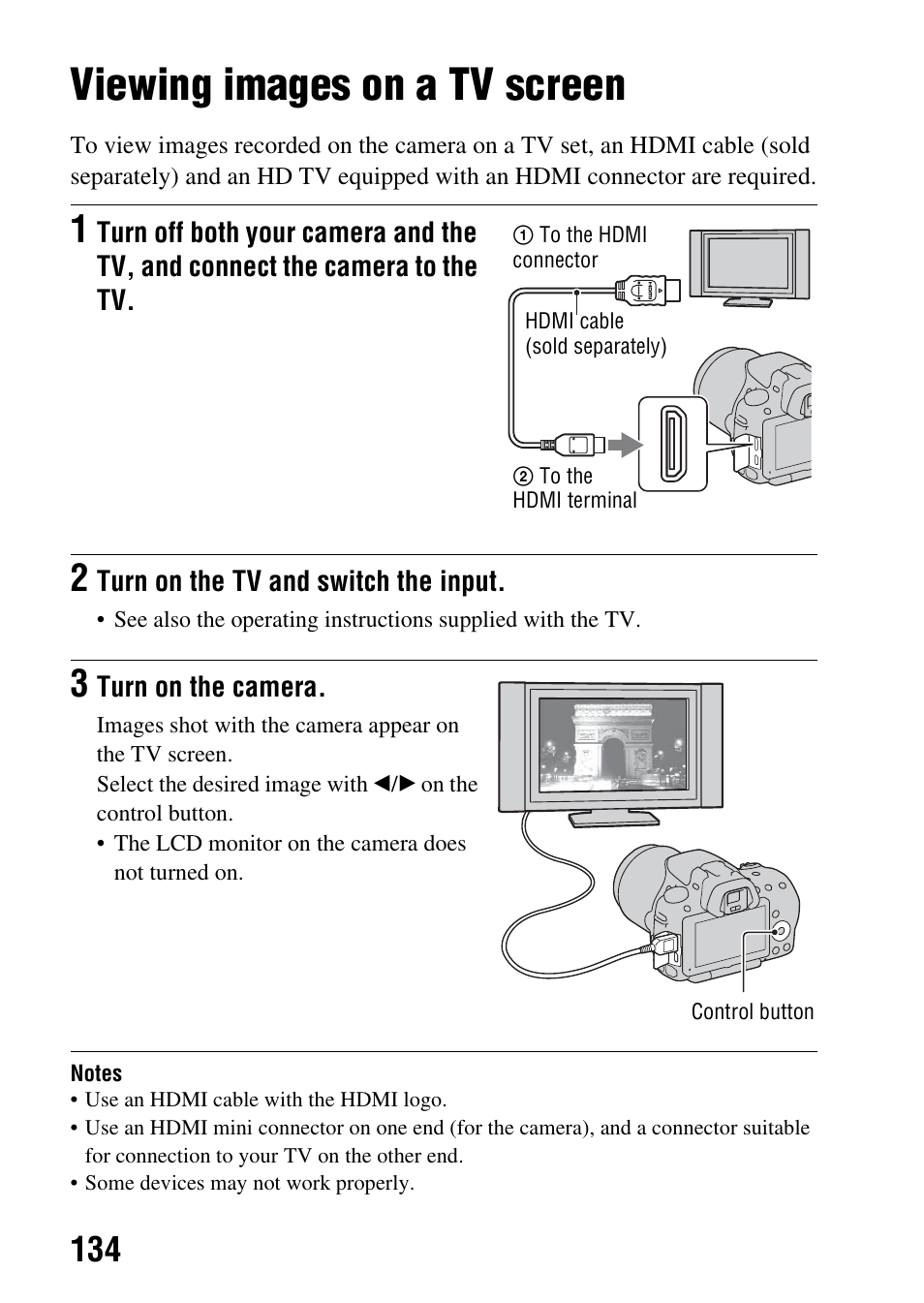 Viewing images on a tv screen | Sony a (alpha) SLT-A55VL User Manual | Page 134 / 203