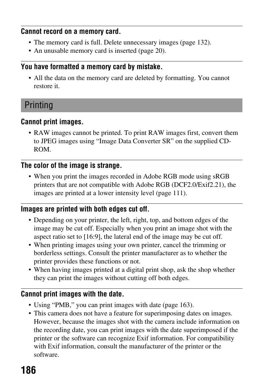 Printing | Sony a (alpha) SLT-A55VL User Manual | Page 186 / 203