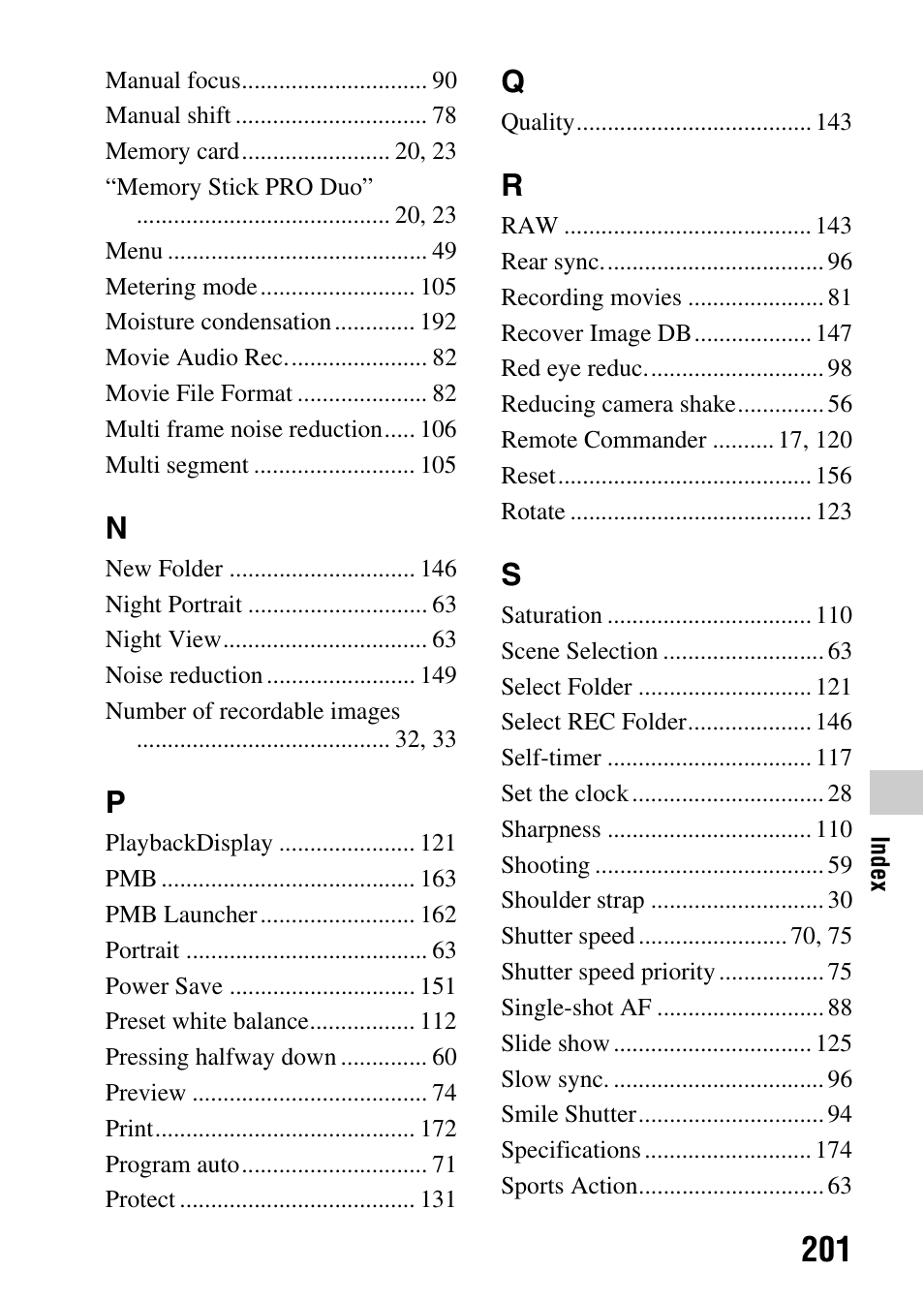 Sony a (alpha) SLT-A55VL User Manual | Page 201 / 203