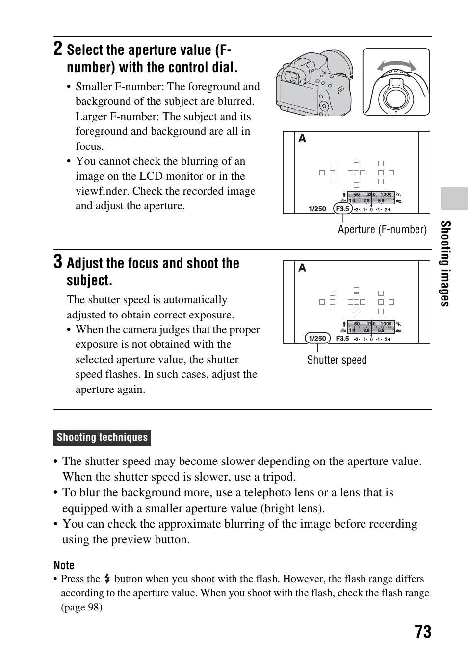 L dial (73) | Sony a (alpha) SLT-A55VL User Manual | Page 73 / 203