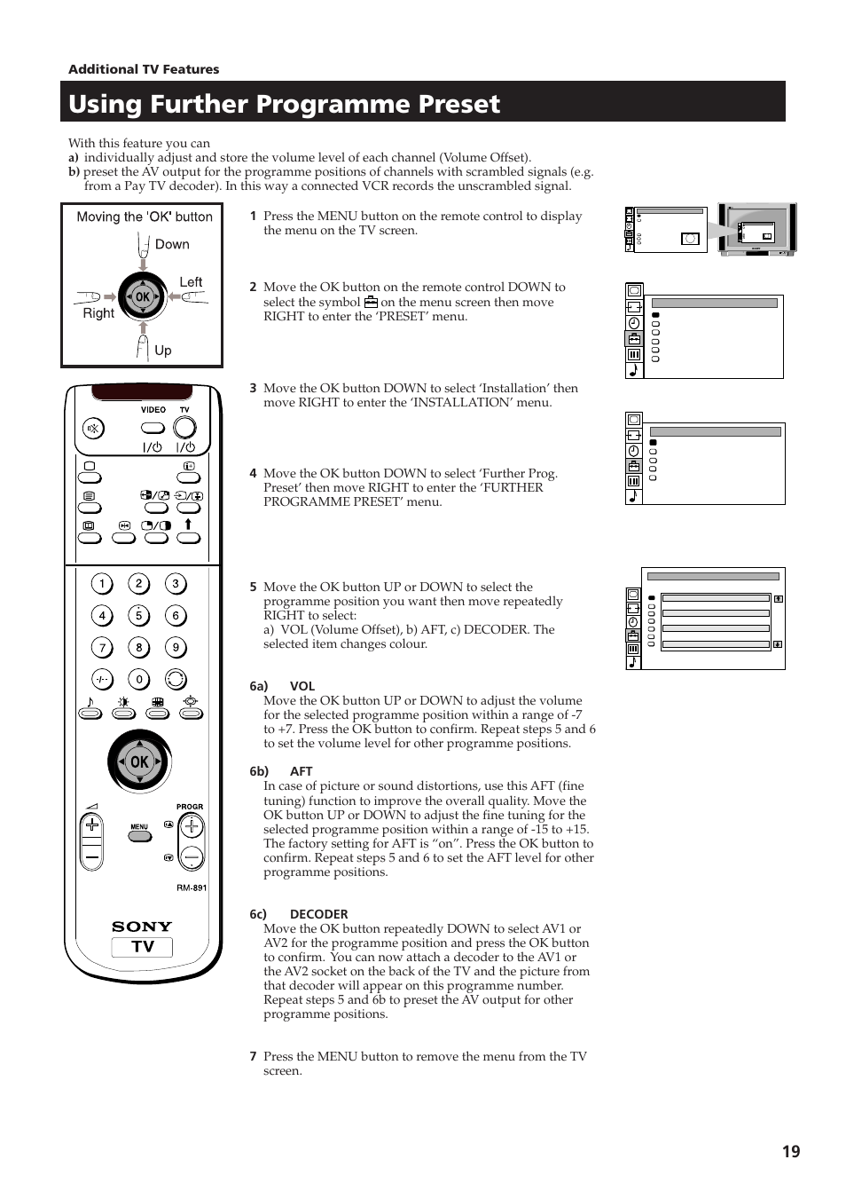 Using further programme preset | Sony KV-28DS65U User Manual | Page 21 / 38