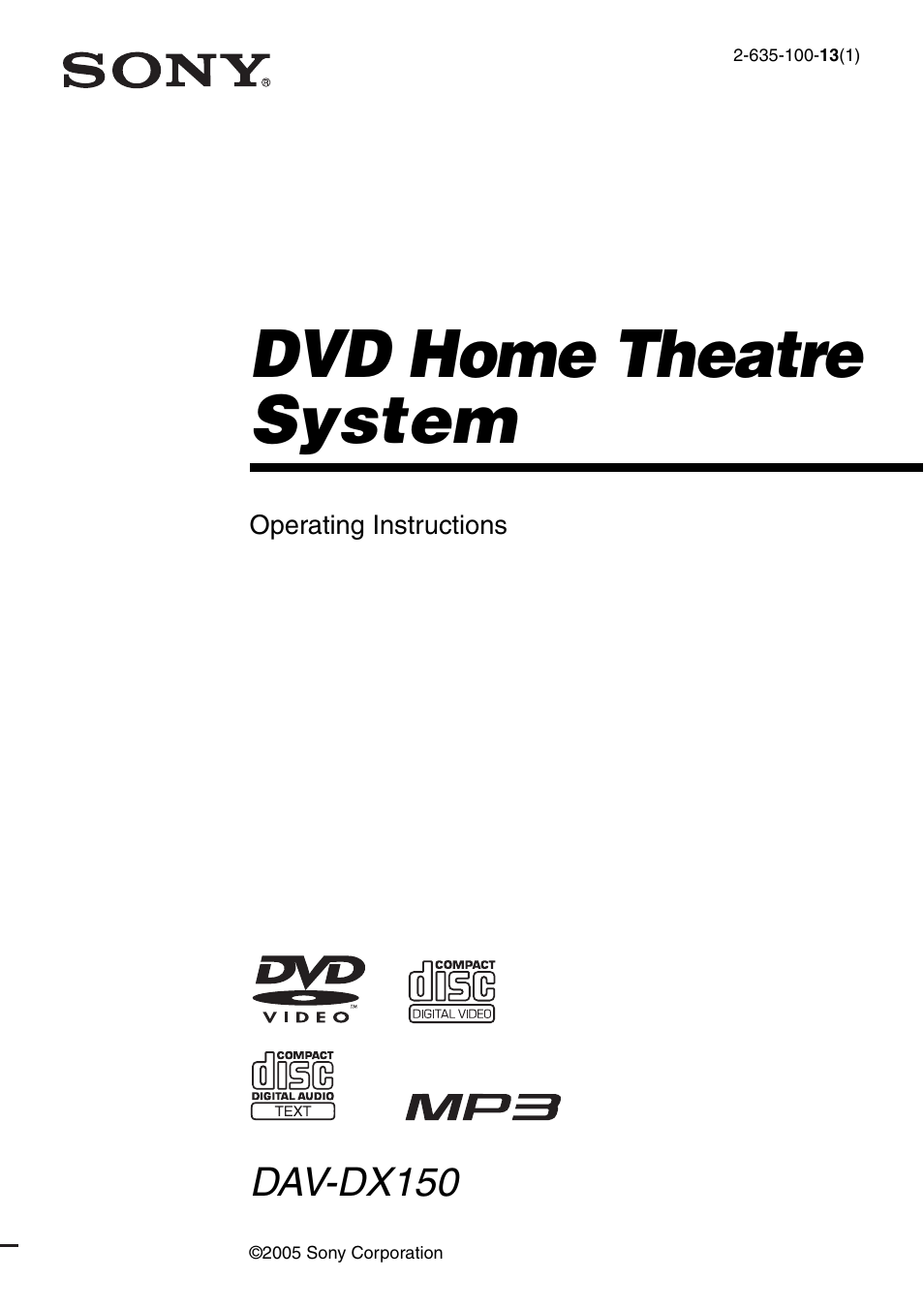 Sony DAV-DX150 User Manual | 100 pages