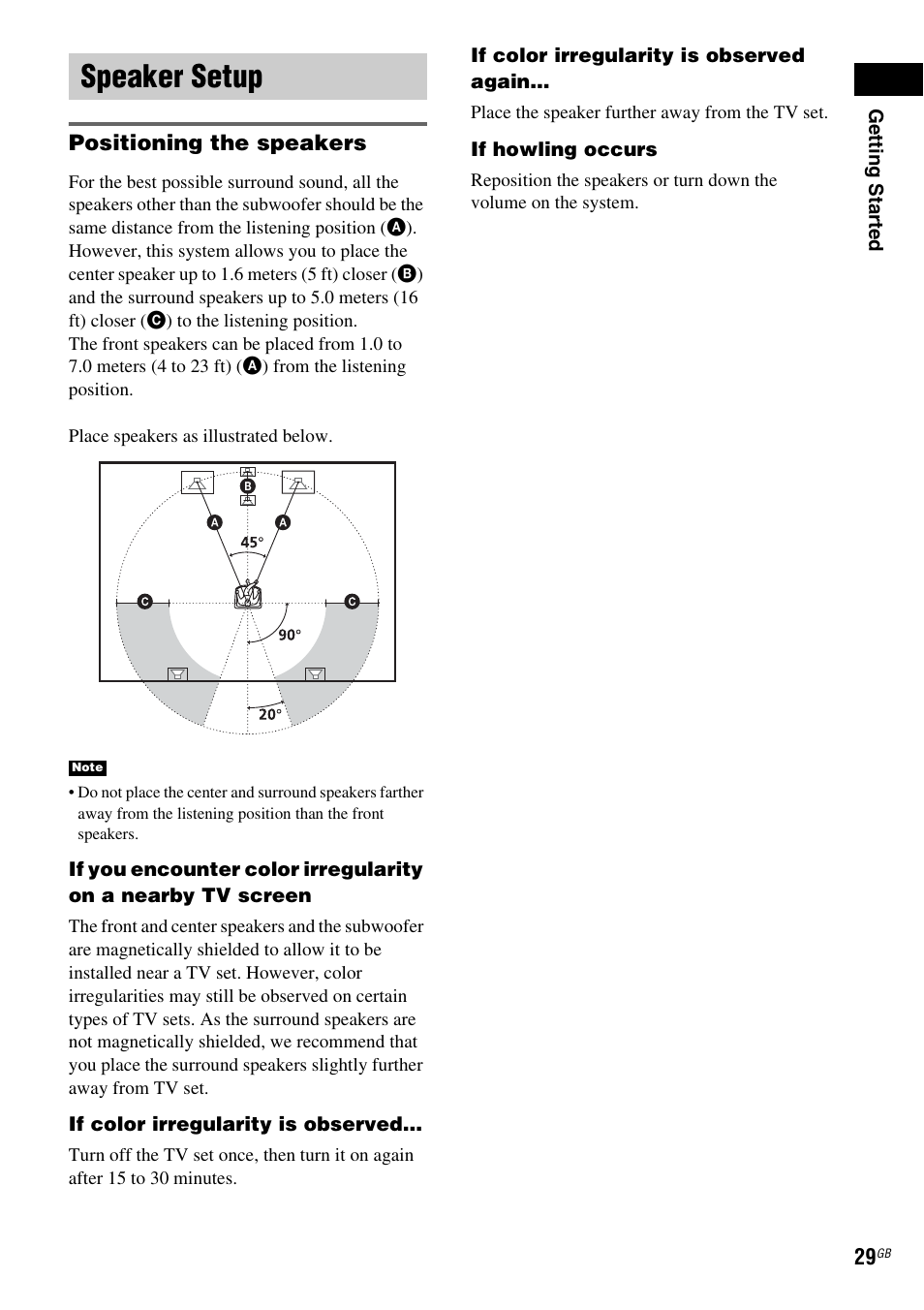 Speaker setup, Positioning the speakers | Sony DAV-DX150 User Manual | Page 29 / 100