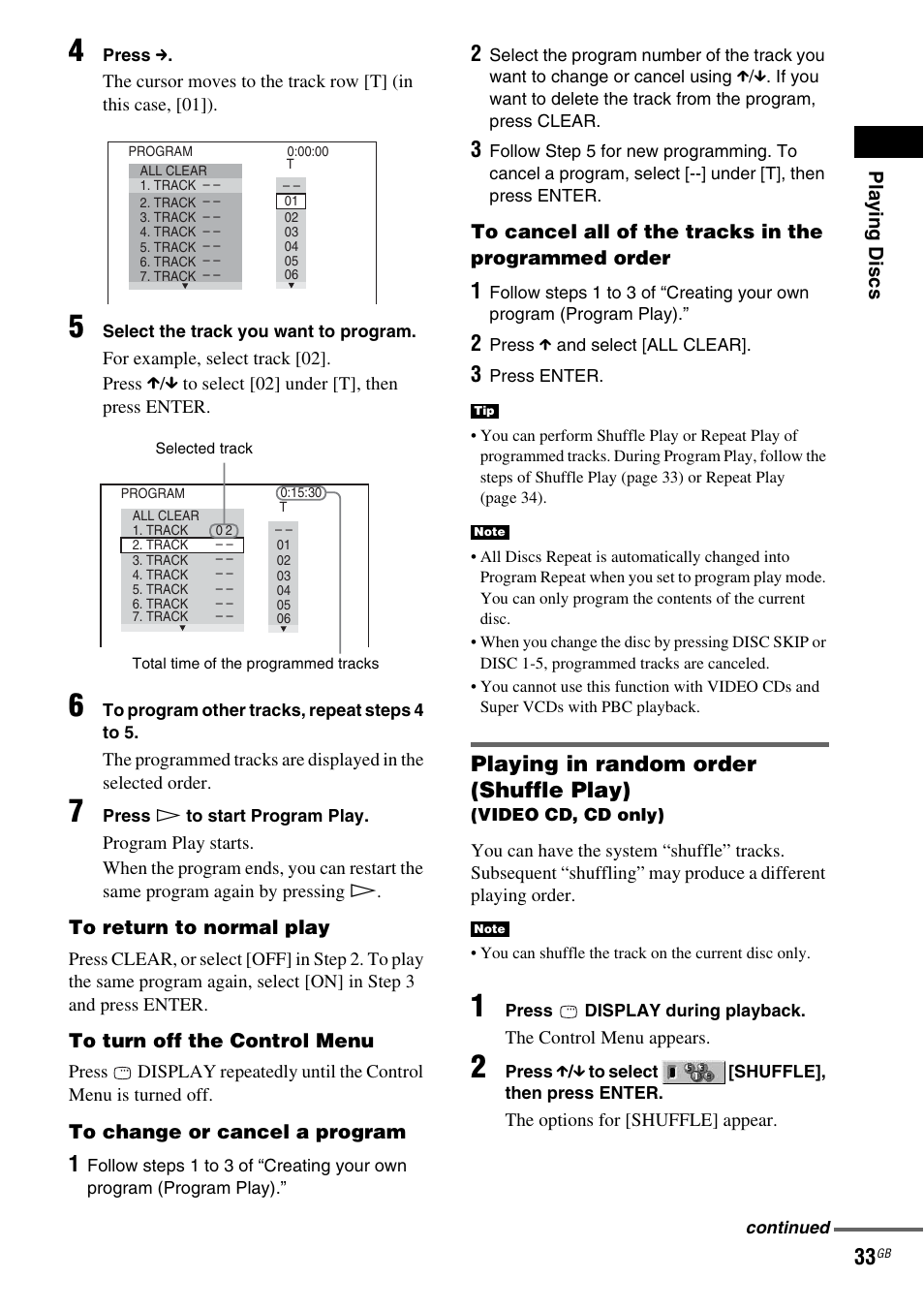 Playing in random order (shuffle play) | Sony DAV-DX150 User Manual | Page 33 / 100