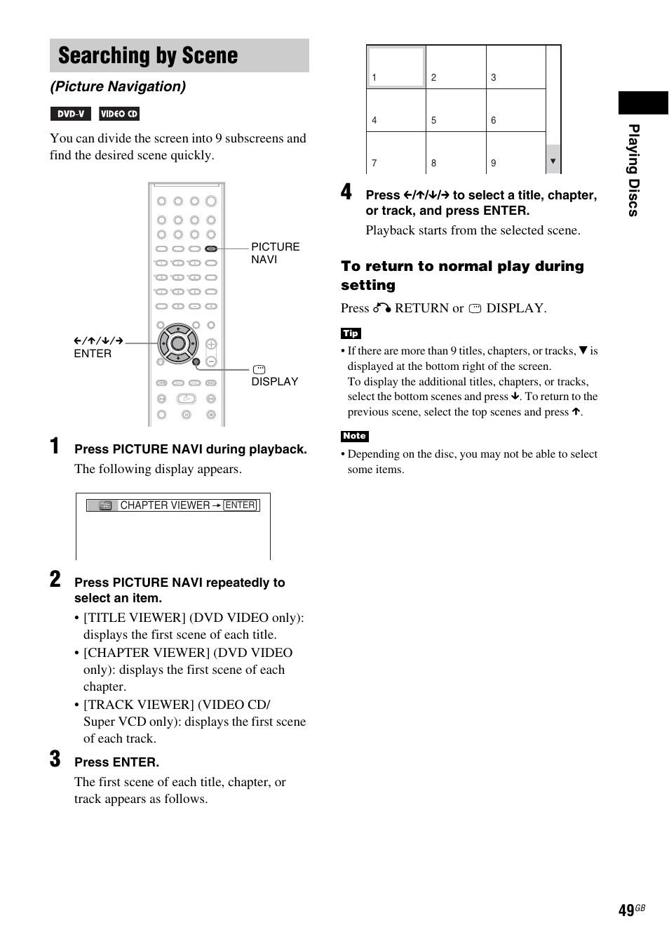Searching by scene, Picture navigation) | Sony DAV-DX150 User Manual | Page 49 / 100