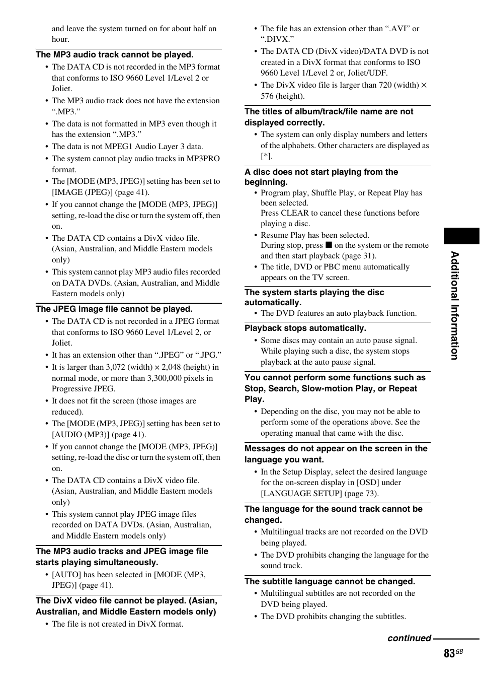 Sony DAV-DX150 User Manual | Page 83 / 100
