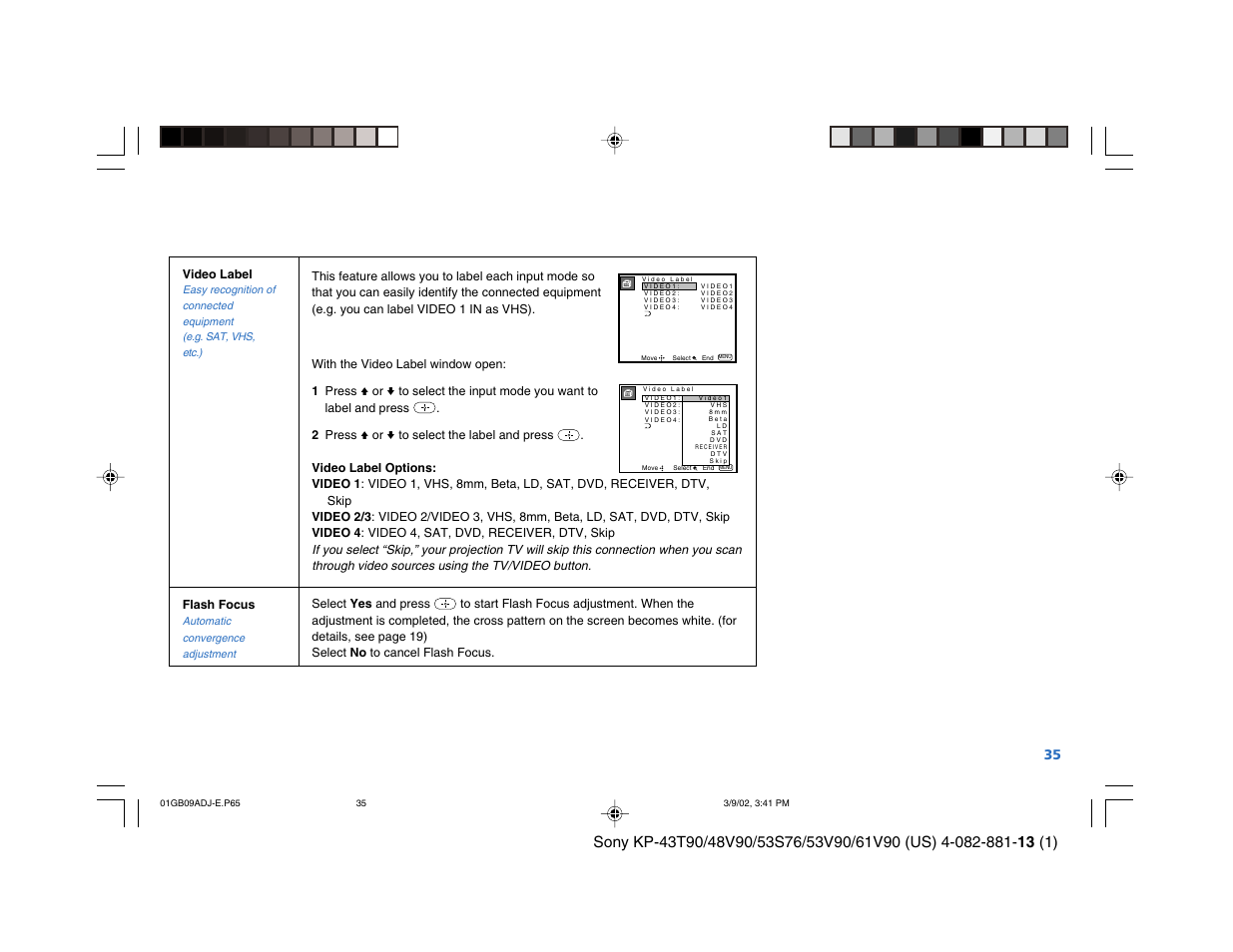 Sony KP-53S76 User Manual | Page 39 / 58