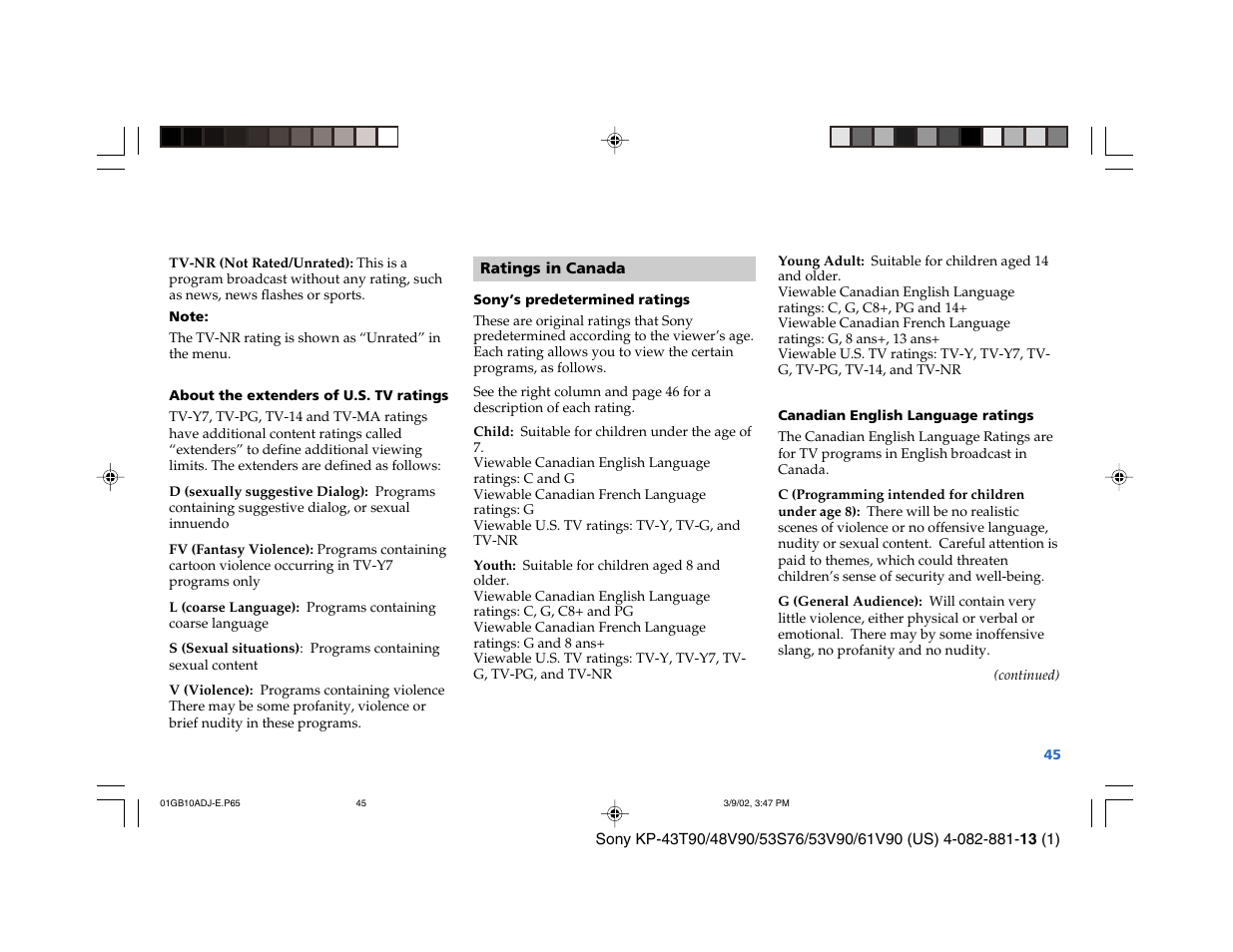 Sony KP-53S76 User Manual | Page 49 / 58