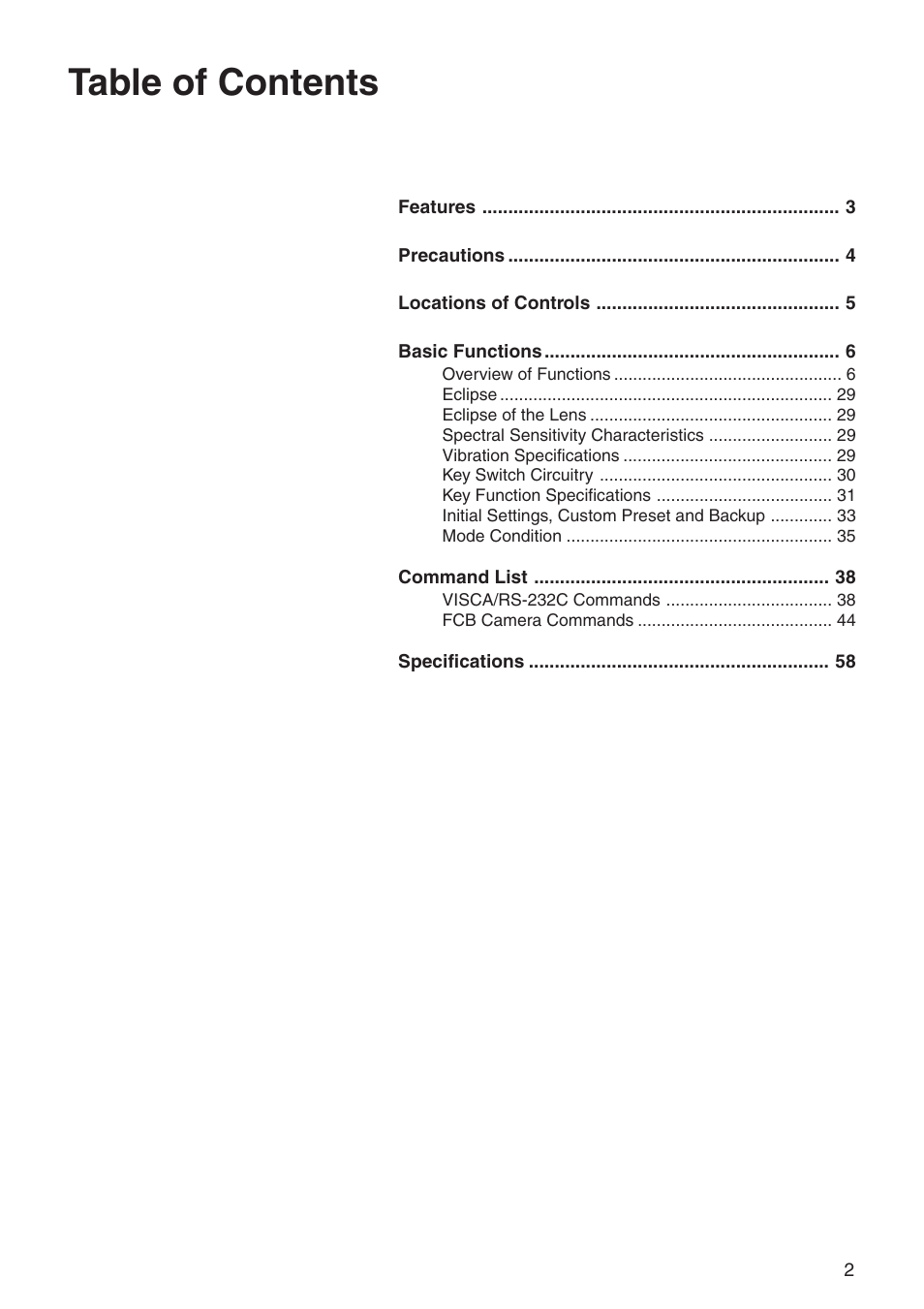 Sony FCB-EX980S User Manual | Page 2 / 61