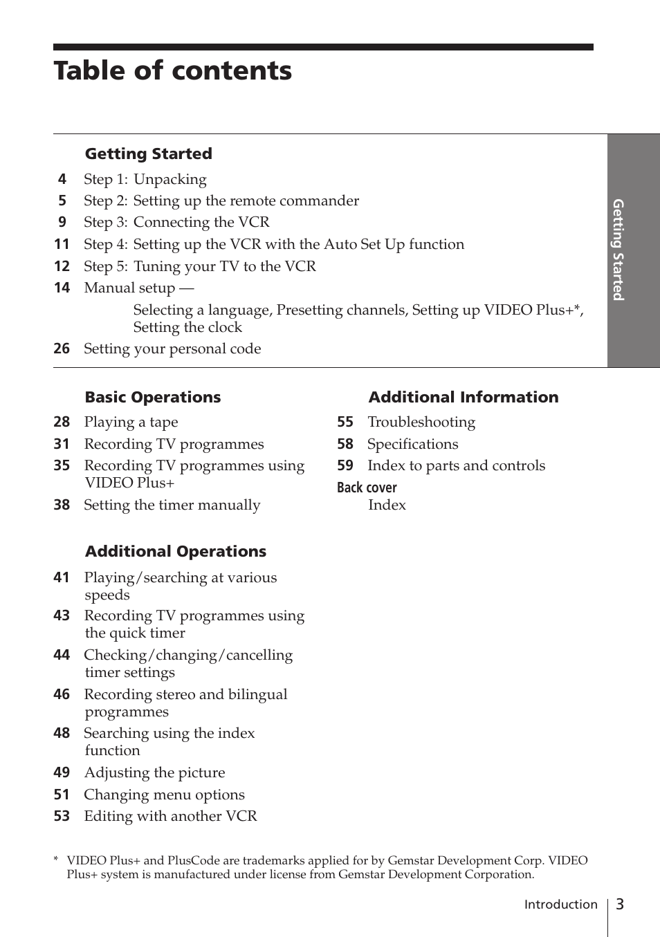 Sony SLV-E730EX/UX User Manual | Page 3 / 64