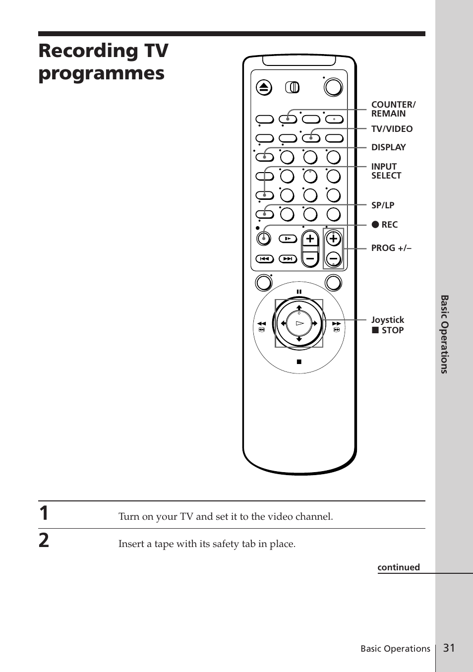 Recording tv programmes | Sony SLV-E730EX/UX User Manual | Page 31 / 64