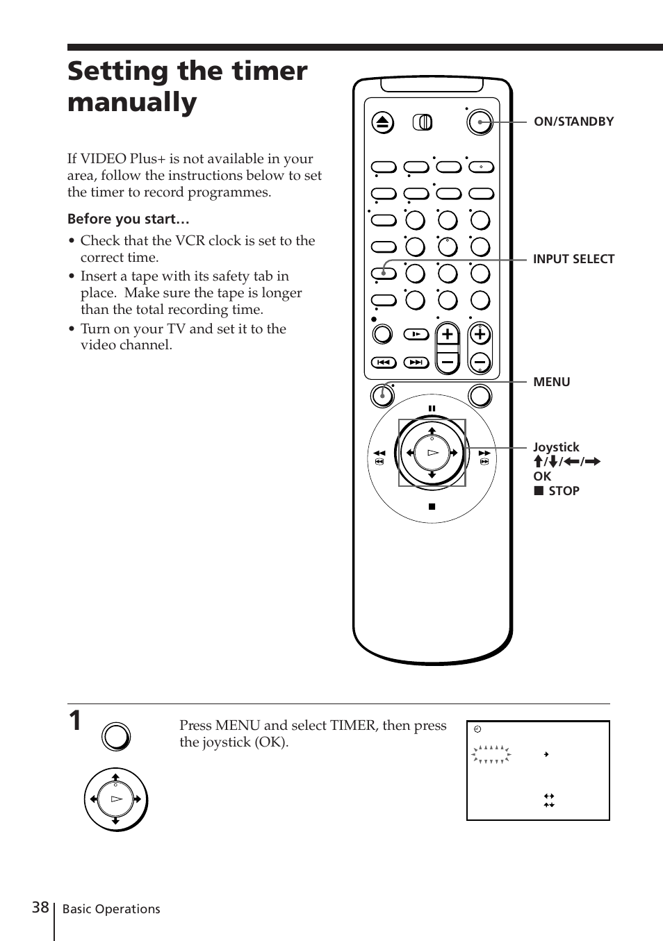 Setting the timer manually | Sony SLV-E730EX/UX User Manual | Page 38 / 64