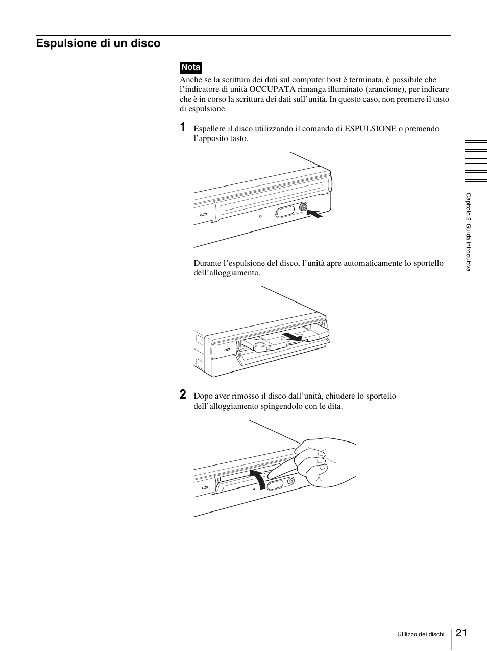 Espulsione di un disco | Sony BW-RS101 User Manual | Page 127 / 134