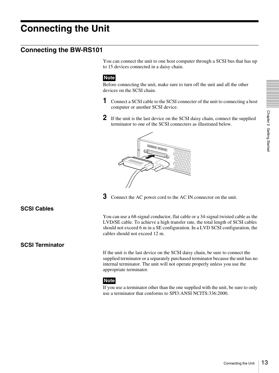 Connecting the unit, Connecting the bw-rs101 | Sony BW-RS101 User Manual | Page 13 / 134