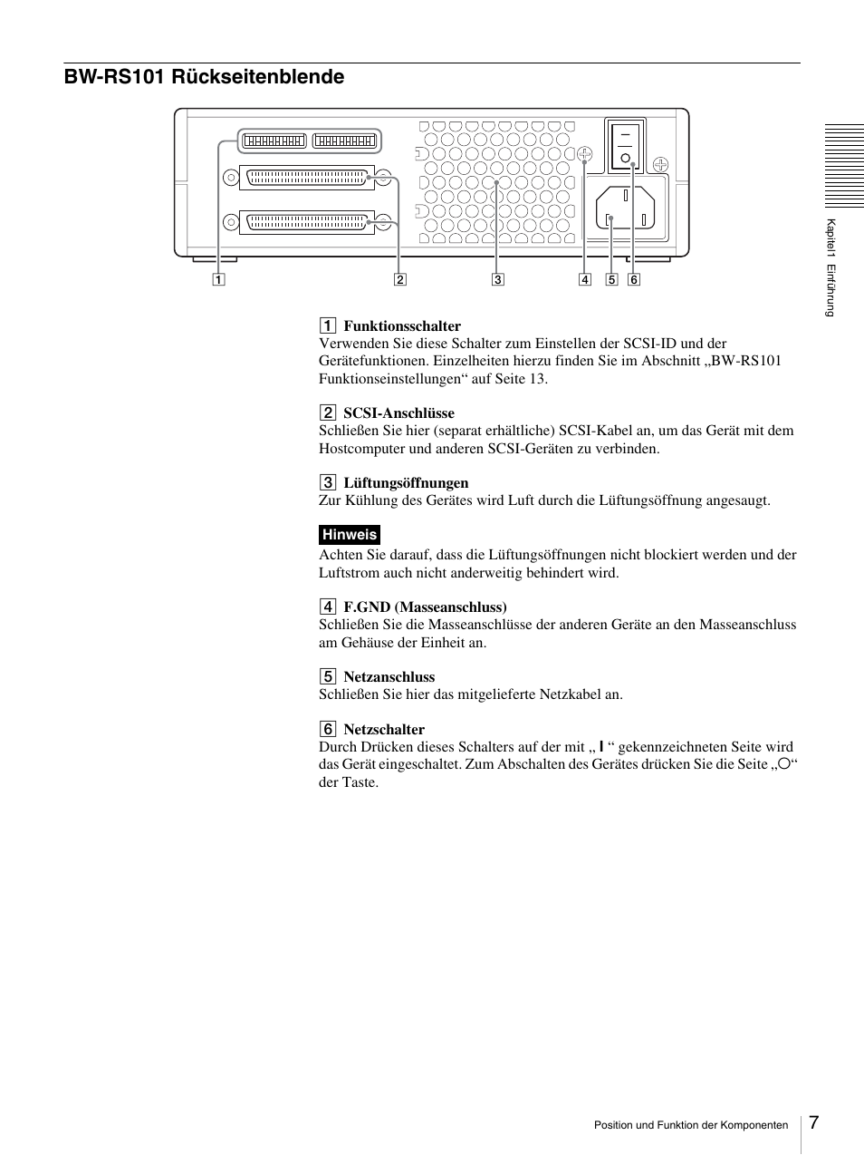 Bw-rs101 rückseitenblende | Sony BW-RS101 User Manual | Page 61 / 134
