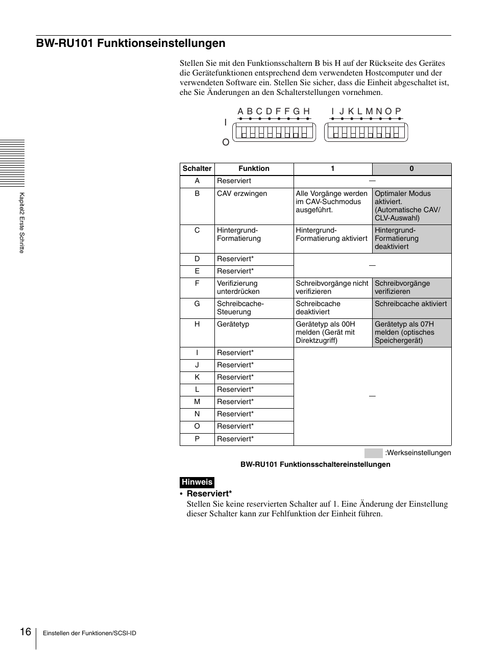 Bw-ru101 funktionseinstellungen, T „bw-ru101 funktionseinstellungen“ auf seite 16 | Sony BW-RS101 User Manual | Page 70 / 134