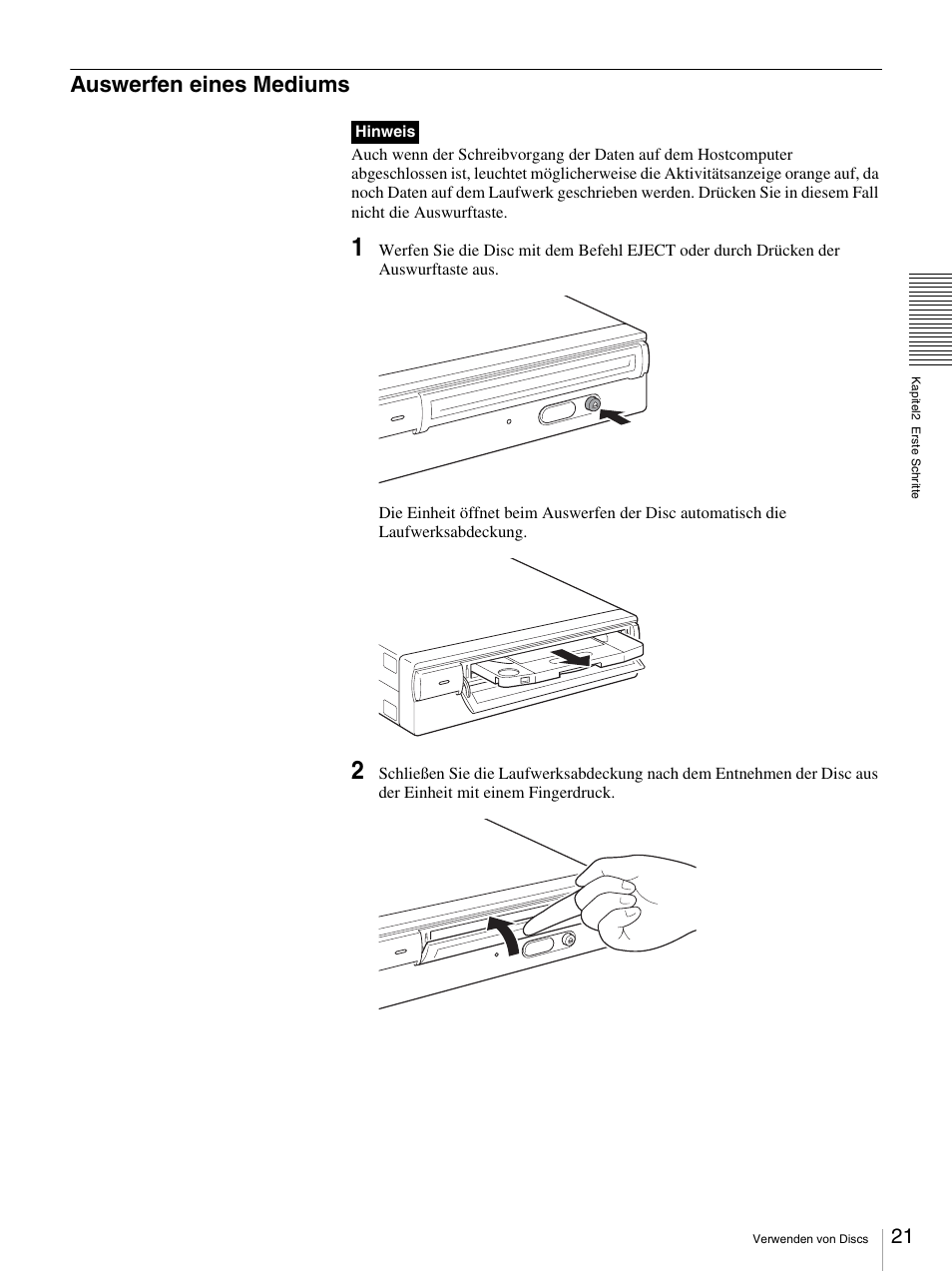 Auswerfen eines mediums | Sony BW-RS101 User Manual | Page 75 / 134