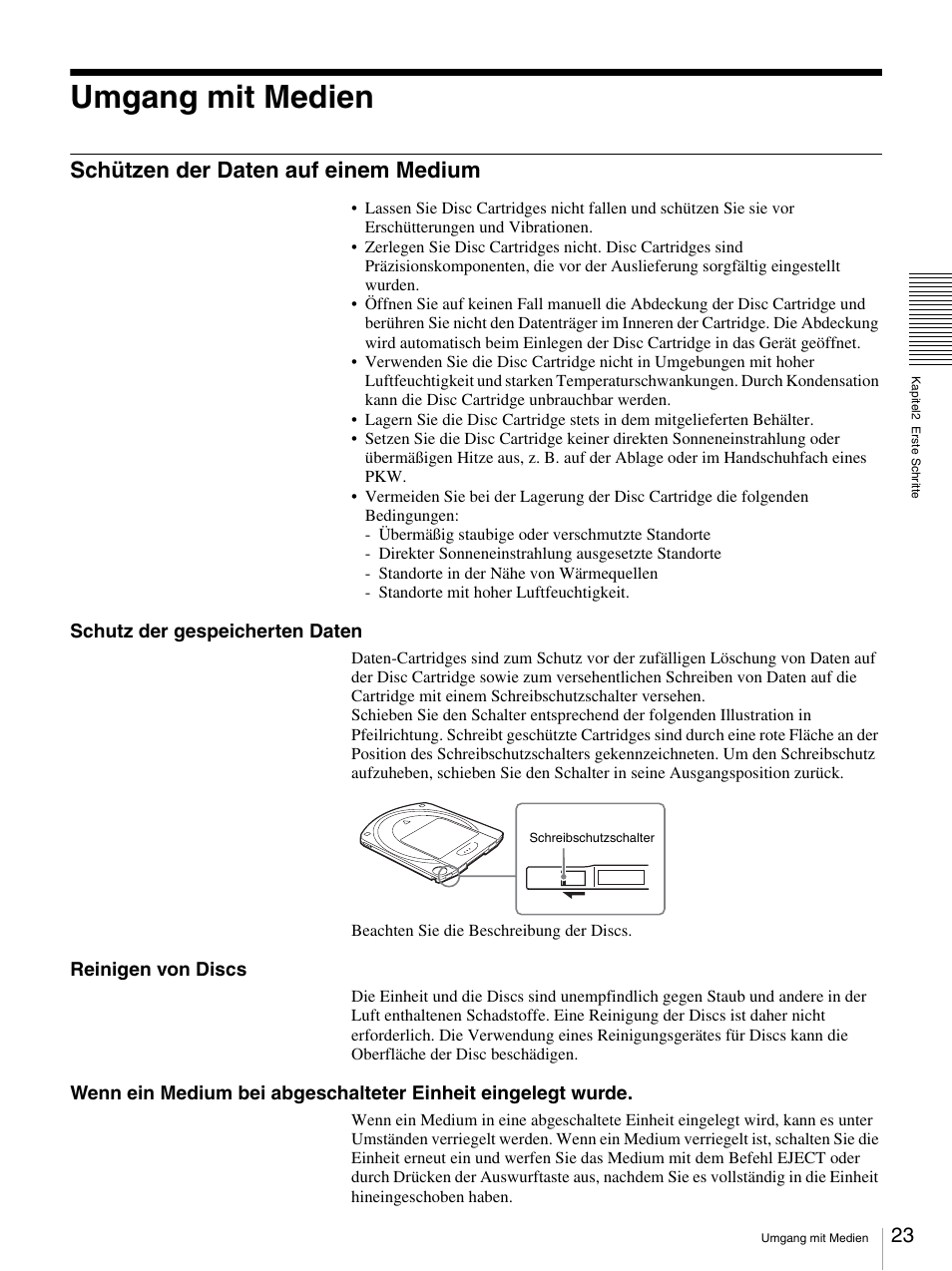 Umgang mit medien, Schützen der daten auf einem medium | Sony BW-RS101 User Manual | Page 77 / 134