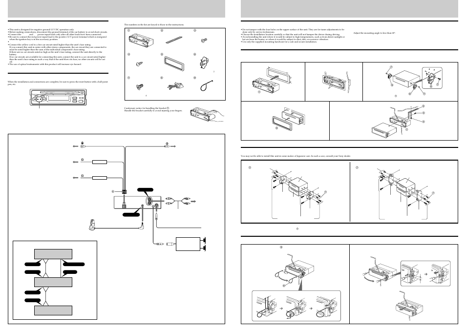 Repeat, Installation, Connections | Sony CDX-1000RF User Manual | Page 2 / 2